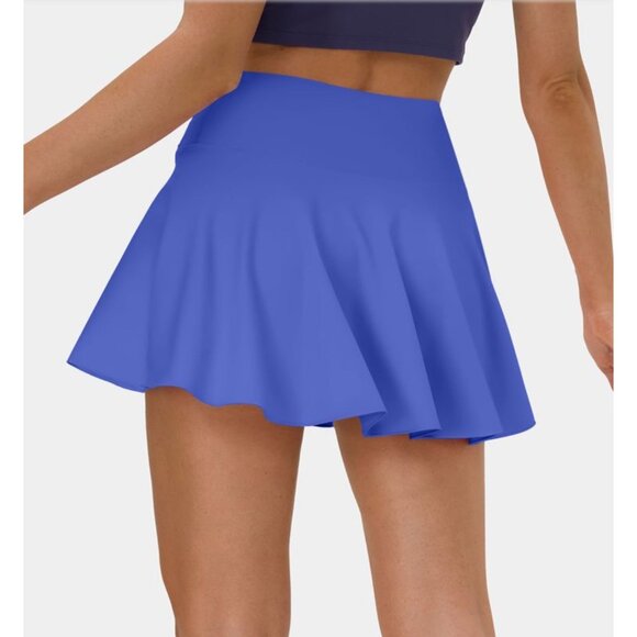 Halara Cloudful Air Flare Tennis Skirt Sz XS Aster Blue Crossover 2-in-1 Side Po - Picture 5 of 11